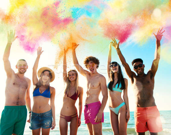 Colourful summer for a group of friends Stock photo © alphaspirit