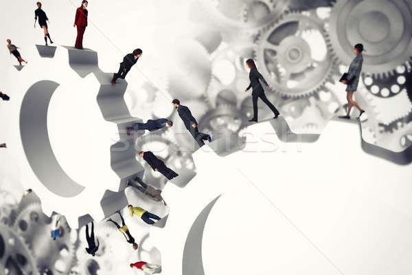 Stock photo: 3D Rendering gear concept teamwork system.