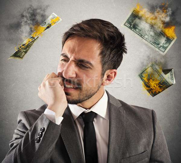 Business rook boos zakenman geld brand Stockfoto © alphaspirit