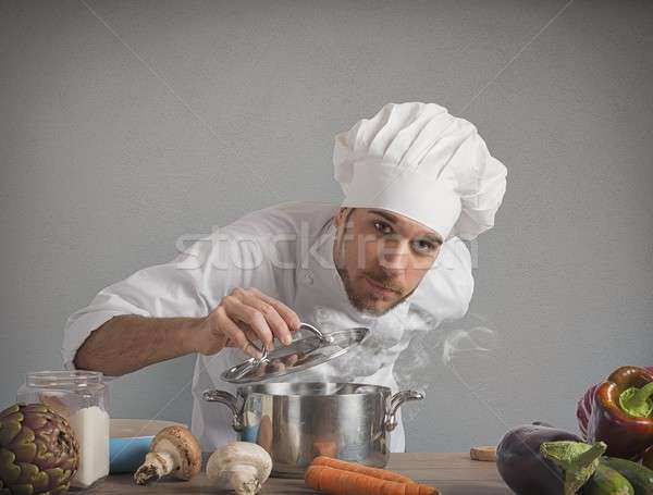 Stock foto: Küchenchef · Vergnügen · Essen · Parfüm · Küche · Restaurant