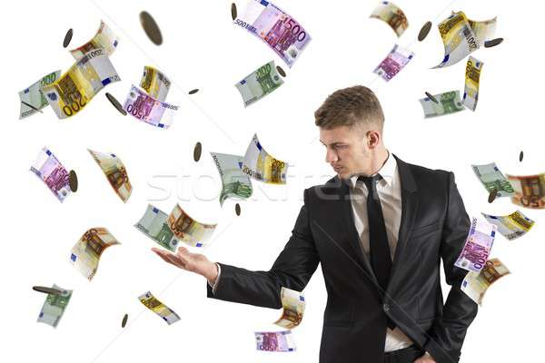 Geld Geschäftsmann Business Mann glücklich Arbeitnehmer Stock foto © alphaspirit