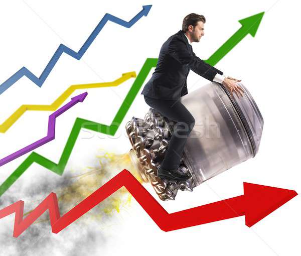 Businessman between stats Stock photo © alphaspirit