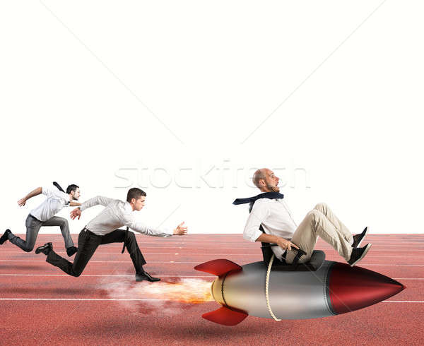 Succes zakenman vliegen raket race business Stockfoto © alphaspirit