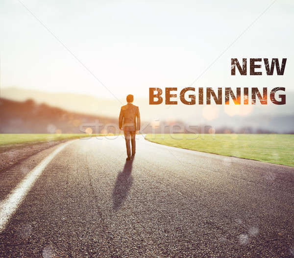 Man walks on an unknown road for a new adventure Stock photo © alphaspirit