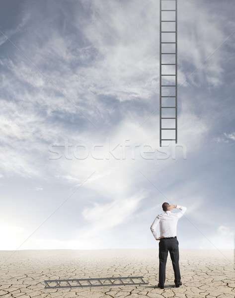 Stock fotó: Nehézség · üzlet · törött · lépcsősor · sivatag · üzletember