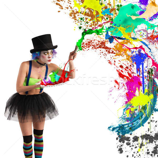 Painter clown Stock photo © alphaspirit