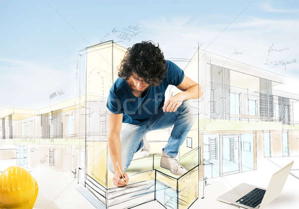 Drawing a house project Stock photo © alphaspirit