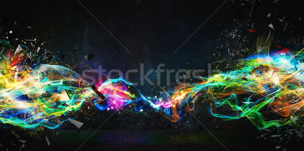Modern abstract motion banner on dark background Stock photo © alphaspirit