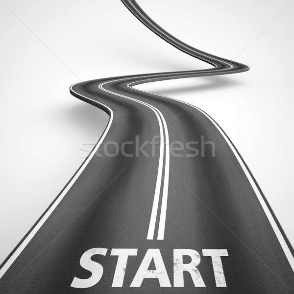 Start road. 3D Rendering Stock photo © alphaspirit