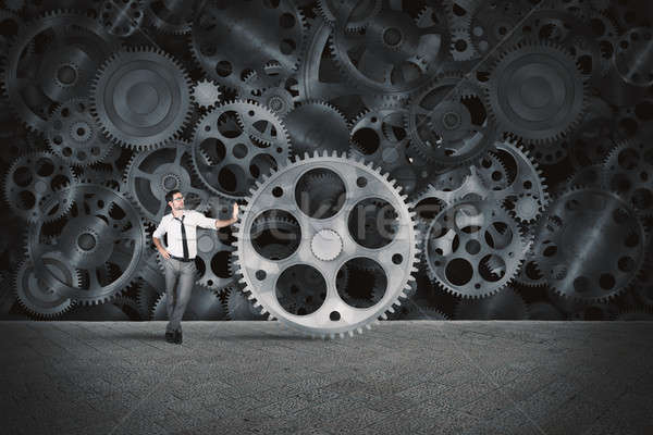 Vermist versnelling zakenman business versnellingen mechanisme Stockfoto © alphaspirit