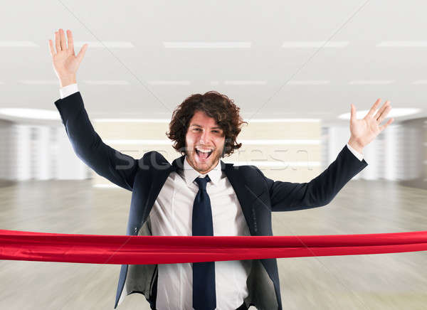 Stock photo: Successful businessman on the finishing line