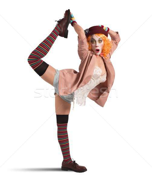 Clown posa stravagante incredibile donna party Foto d'archivio © alphaspirit