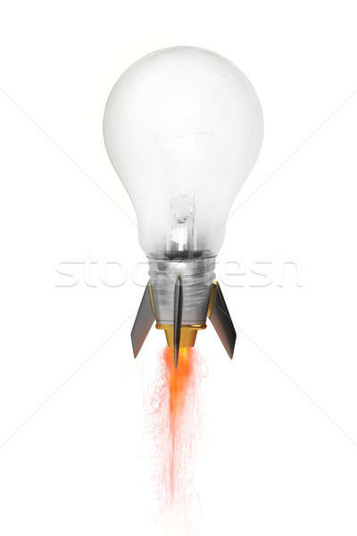 Novo idéia voar rápido foguete branco Foto stock © alphaspirit