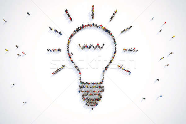 3D Rendering of people forms a bulb light Stock photo © alphaspirit