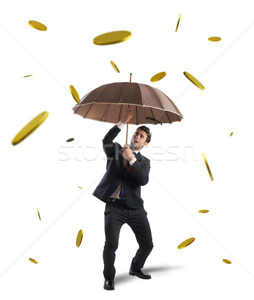 Foto stock: Ganhar · dinheiro · chuva · empresário · protegido · negócio