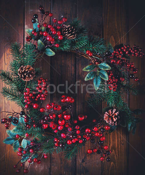Christmas wreath decoration Stock photo © alphaspirit