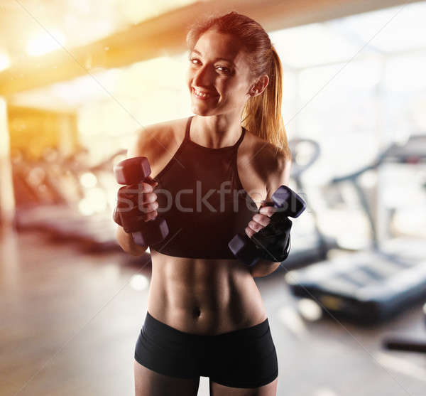 Fille gymnase prêt commencer fitness leçon [[stock_photo]] © alphaspirit