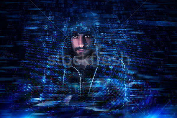 Ukryty tożsamości hacker człowiek internetowych cyfrowe Zdjęcia stock © alphaspirit