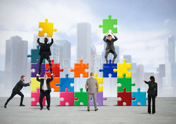 Team bouwen nieuwe bedrijf puzzel Stockfoto © alphaspirit