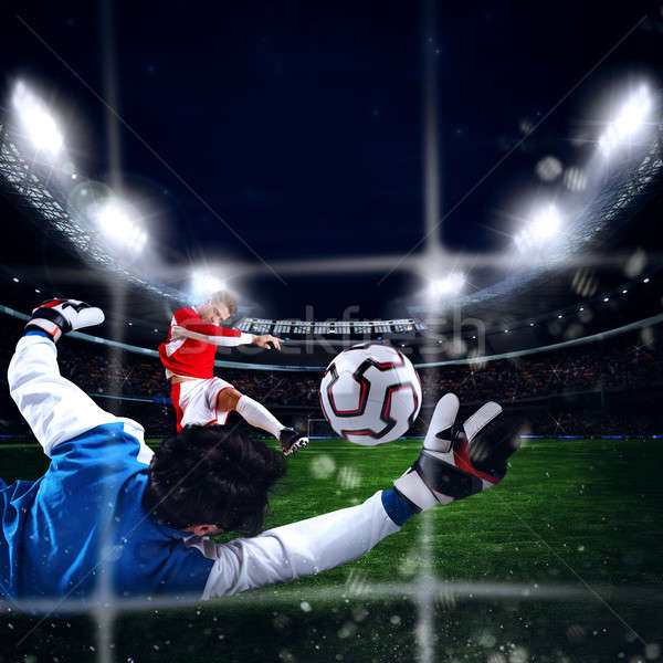 Kapus labda stadion futballmeccs mező játék Stock fotó © alphaspirit