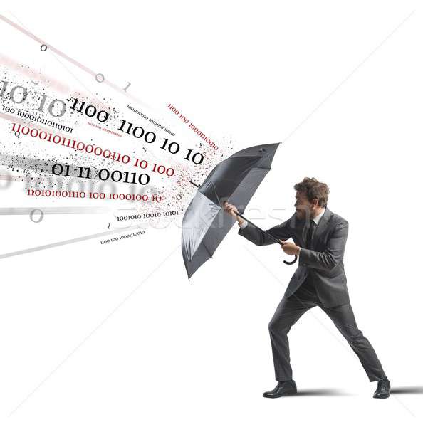 Antivirus firewall biznesmen parasol działalności człowiek Zdjęcia stock © alphaspirit