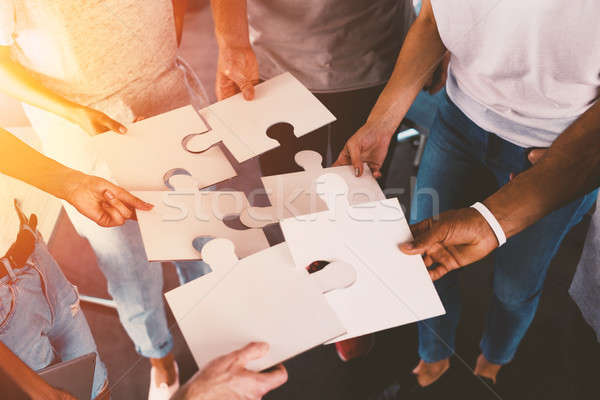 Team of businessmen work together for one goal. Concept of unity and partnership Stock photo © alphaspirit
