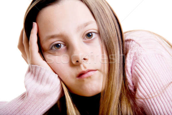 Giovane ragazza ritratto isolato bianco testa Foto d'archivio © alptraum