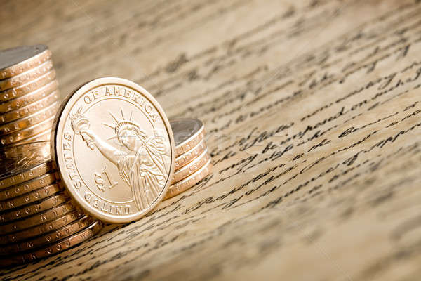 Amerikai dollár érme szobor hörcsög arany Stock fotó © alptraum