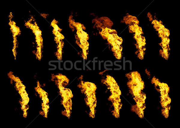 Effettivo fiamme set 14 isolato nero Foto d'archivio © alptraum