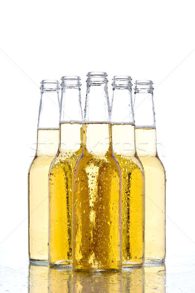 Birra bottiglie bianco umido superficie Foto d'archivio © alptraum
