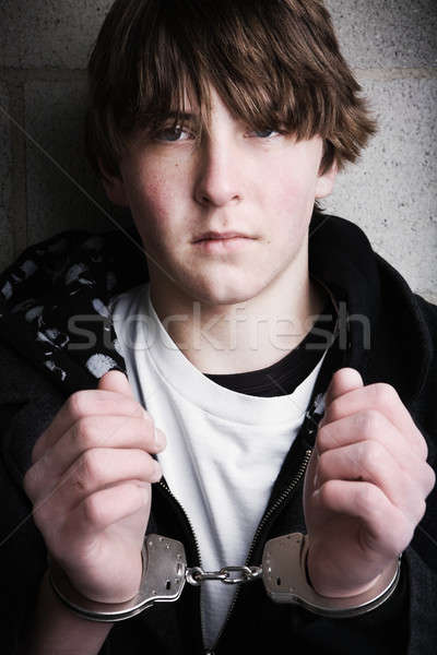 handcuffed teen portrait Stock photo © alptraum