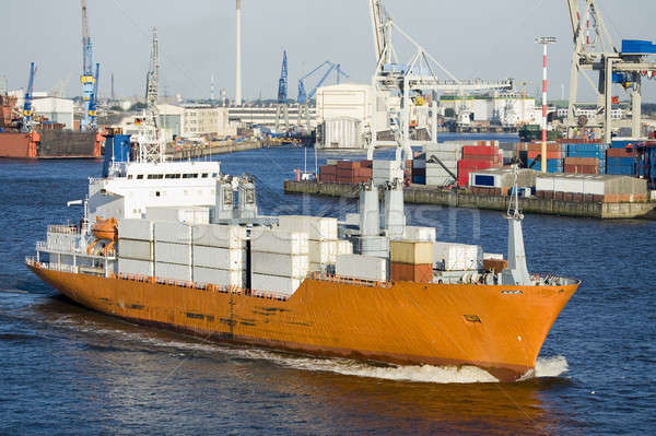 Containerschip haven vracht bewegende business water Stockfoto © alptraum