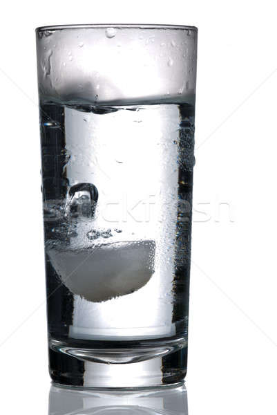 Szkła wody kostkę lodu odizolowany biały spadek Zdjęcia stock © Alsos