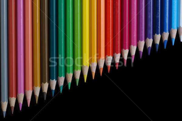 Kolor ołówki czarny drewna dzieci projektu Zdjęcia stock © Alsos