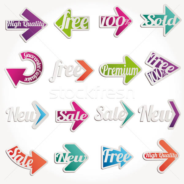 Stock photo: Arrows Stickers and banners set