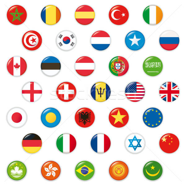 набор Мир флагами вектора кнопки китайский Сток-фото © alvaroc