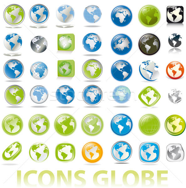 Collectie aarde globes iconen illustratie vector Stockfoto © alvaroc