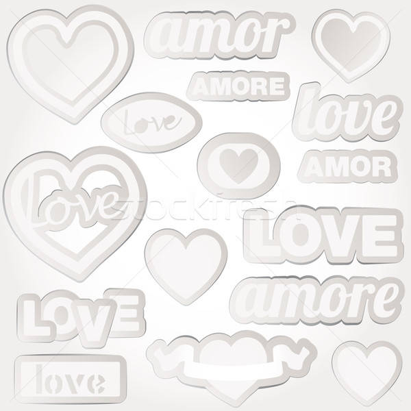 Valentijnsdag stickers bruiloft hart ontwerp paar Stockfoto © alvaroc