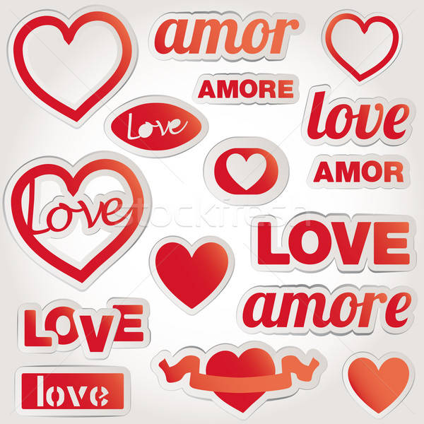Valentijnsdag stickers bruiloft hart ontwerp paar Stockfoto © alvaroc