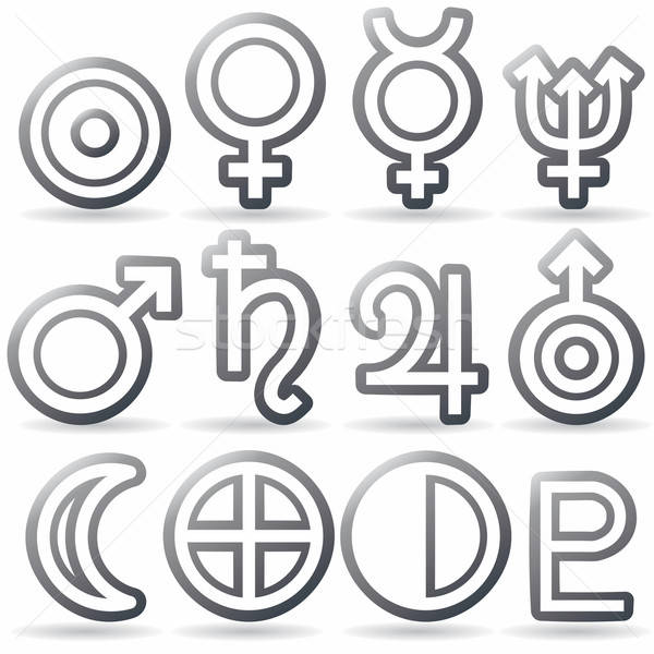 Zodiaco astrologia simboli pianeti sole design Foto d'archivio © alvaroc