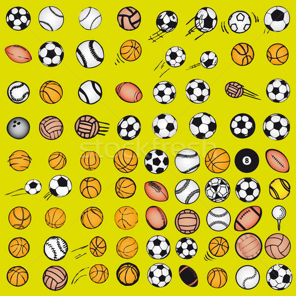 Foto stock: Establecer · pelota · deportes · iconos · símbolos · cómico