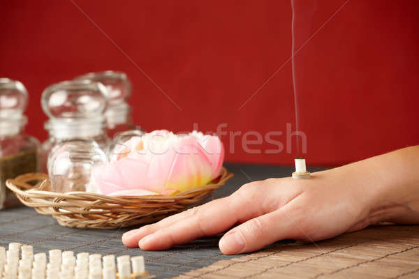 Mini vara terapia tradicional medicina chinesa fumador Foto stock © Amaviael