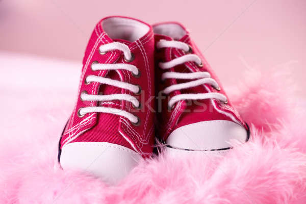 Cute zapatos de bebé rosa ninos nino cumpleanos Foto stock © Amaviael