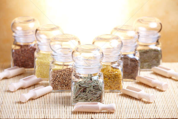 Glass jars with ingridients Stock photo © Amaviael