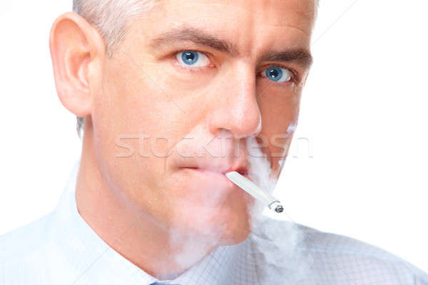 Stock photo: Portrait of smoking man