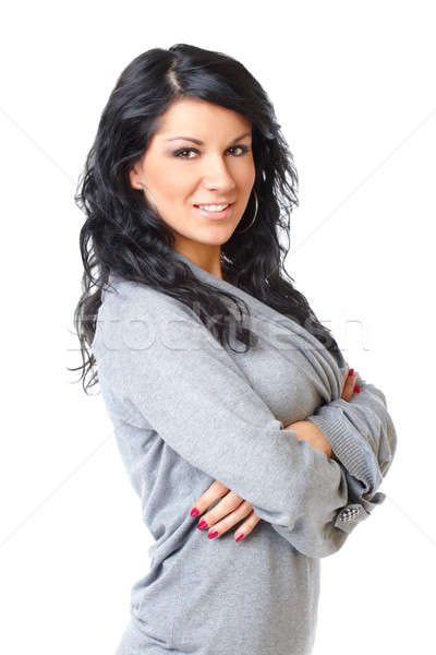 Femme d'affaires portrait heureux souriant isolé blanche Photo stock © Amaviael