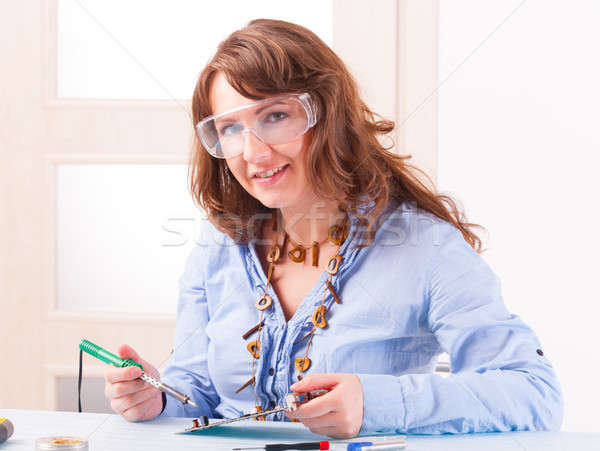 Mujer ordenador mujer hermosa gafas Foto stock © Amaviael