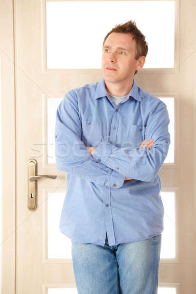 Atrakcyjny człowiek stałego drzwi projektant architekta Zdjęcia stock © Amaviael