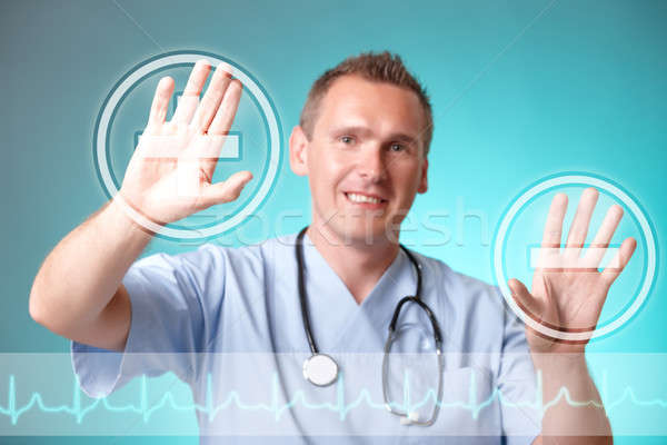 Medicine doctor working with futuristic interface Stock photo © Amaviael