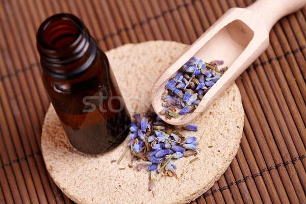 Stock foto: Getrocknet · Lavendel · Blütenblätter · Öl · Stein · Bad